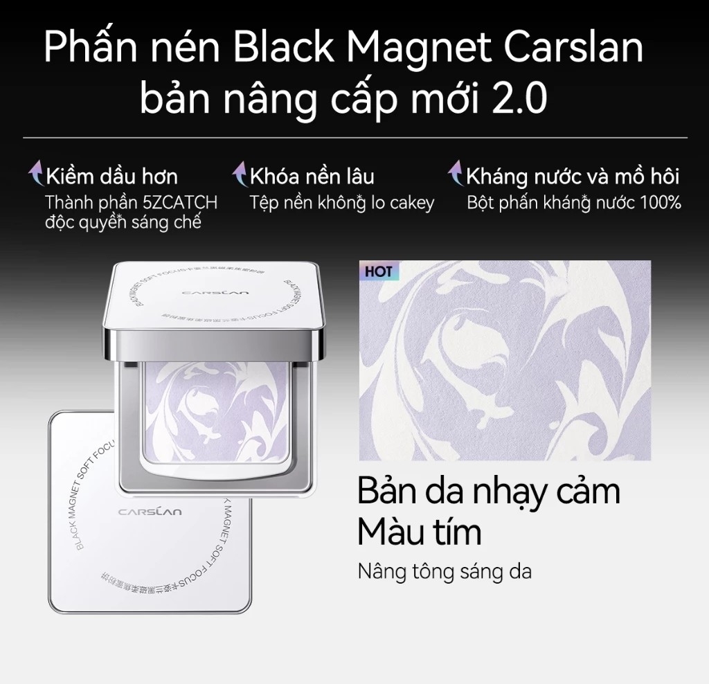 Phấn Phủ Carslan Dạng Nén Black Magnet Soft Mist Powder 8g