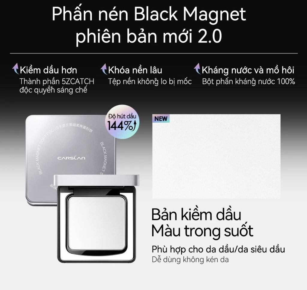 Phấn Phủ Carslan Dạng Nén Black Magnet Soft Mist Powder 8g