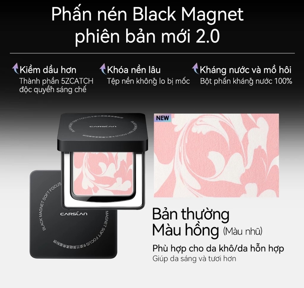 Phấn Phủ Carslan Dạng Nén Black Magnet Soft Mist Powder 8g