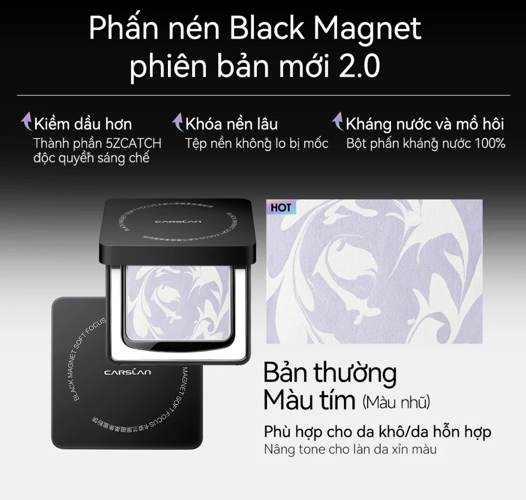 Phấn Phủ Carslan Dạng Nén Black Magnet Soft Mist Powder 8g