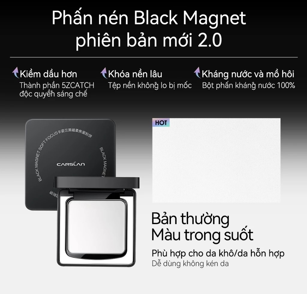 Phấn Phủ Carslan Dạng Nén Black Magnet Soft Mist Powder 8g