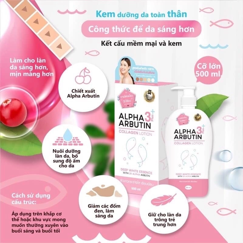 Sữa Dưỡng Thể Trắng Da Precious Skin Alpha Arbutin Collagen Lotion 3+Plus
