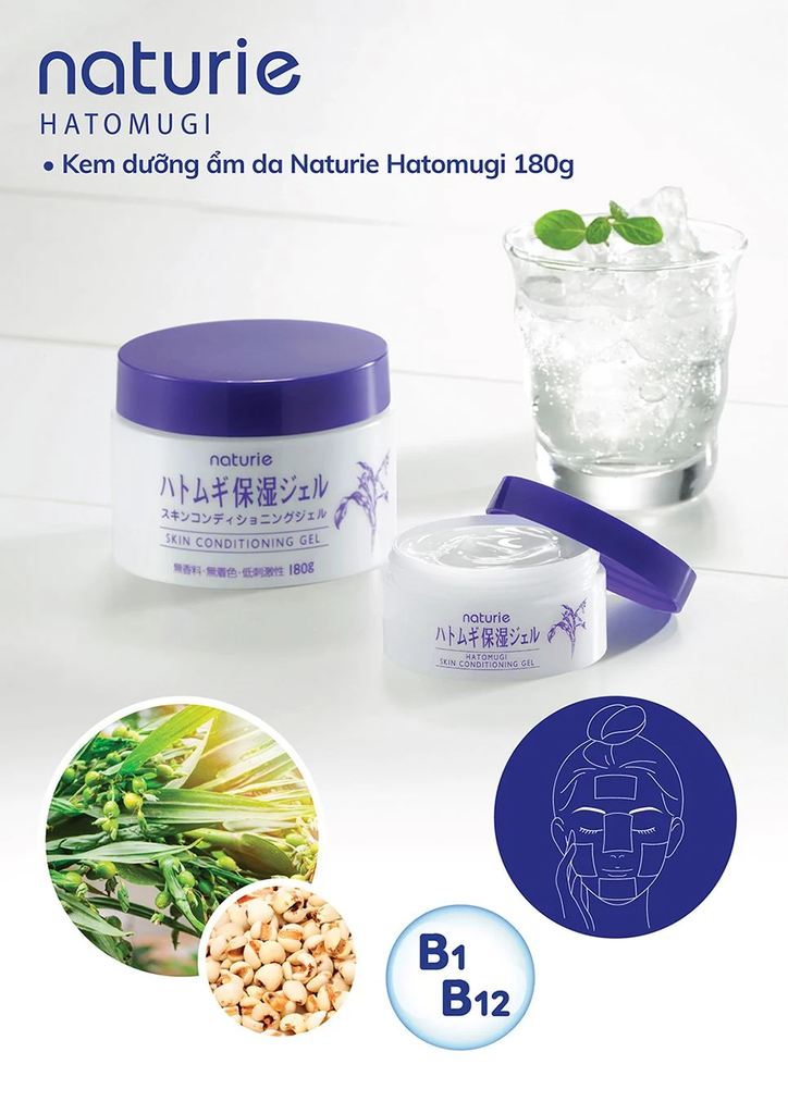 Gel Dưỡng Ẩm Da Chiết Xuất Từ Hạt Cây Ý Dĩ Naturie Hatomugi Skin Conditioning Gel
