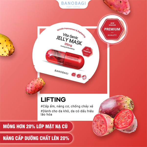 Mặt Nạ Cấp Ẩm, Nâng Cơ  Banobagi Vita Genic Jelly Mask Lifting 30g (Đỏ)