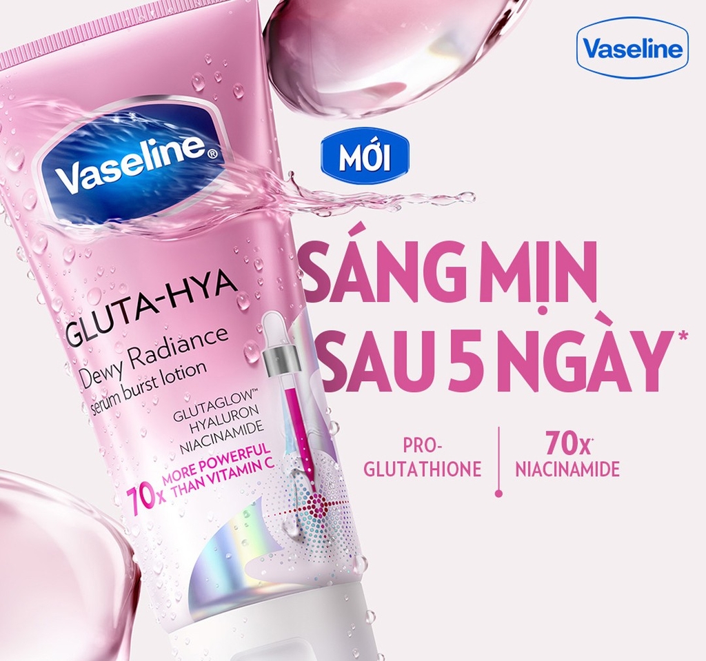 Sữa Dưỡng Thể Vaseline Healthy Bright Gluta Hya Serum Burst Lotion Dewy Radiance 70x