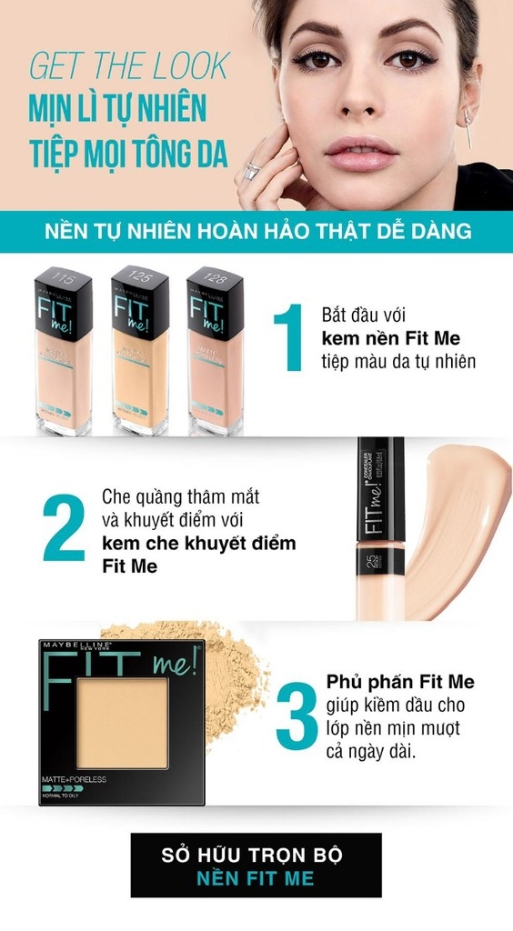 Kem Nền Maybelline Fit Me Matte & Poreless Foundation