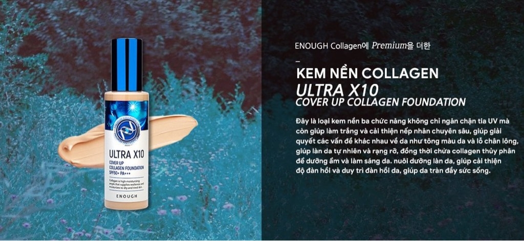 Kem Nền Collagen Ultra X10 Enough Foundation SPF50 100ml