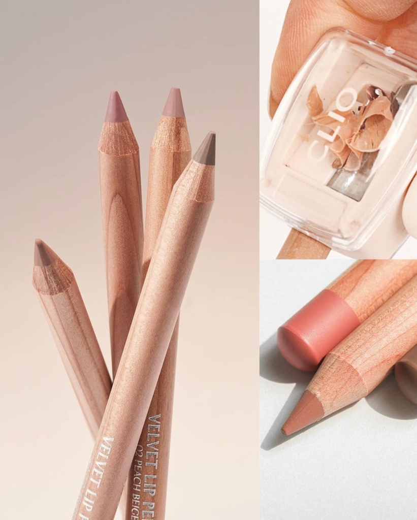 Chì Kẻ Viền Môi Clio Velvet Lip Pencil Set 1.45g (tặng kèm chuốt chì)