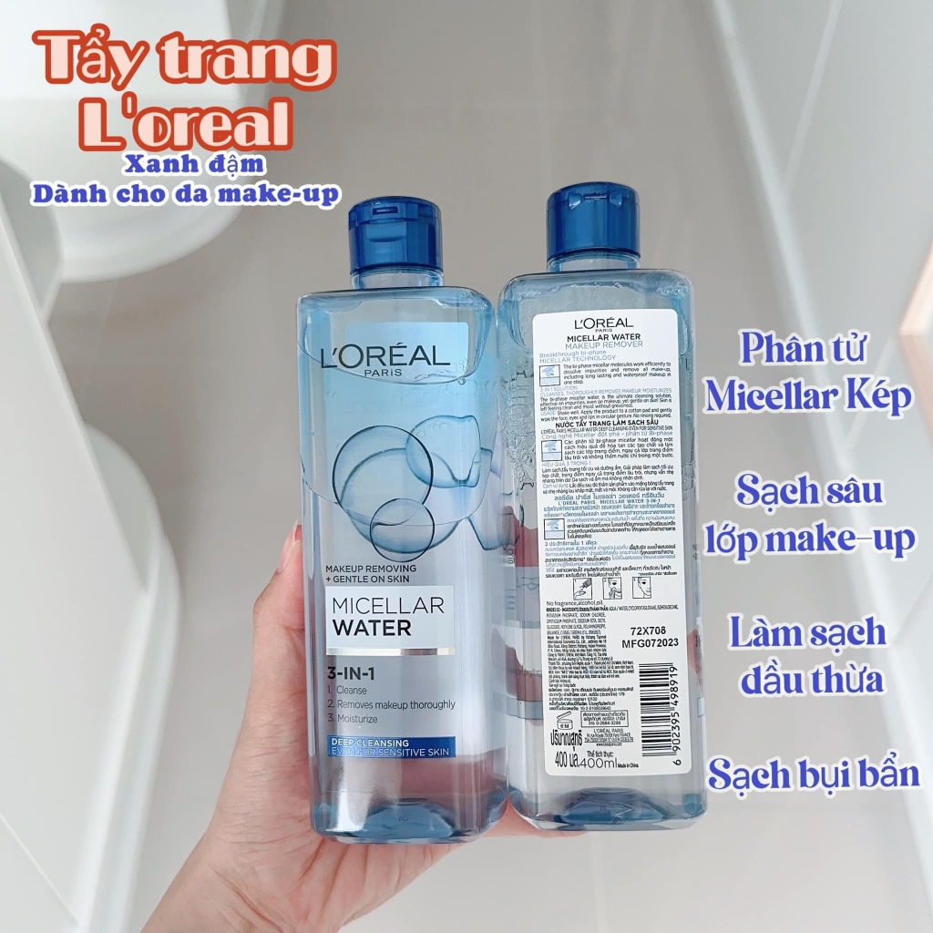 Nước Tẩy Trang Cho Mọi Loại Da 3-in-1 LOreal Paris Micellar Water 400ml