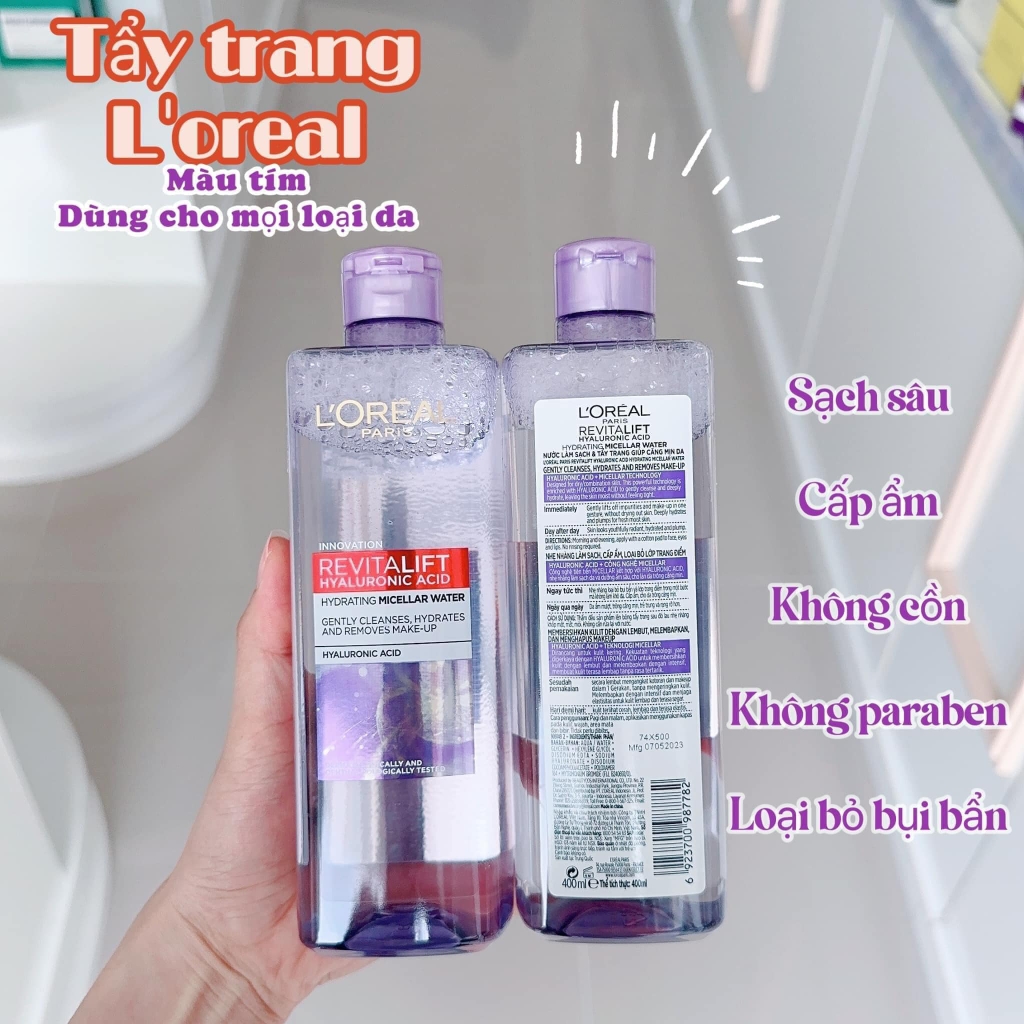 Nước Tẩy Trang Cho Mọi Loại Da 3-in-1 LOreal Paris Micellar Water 400ml