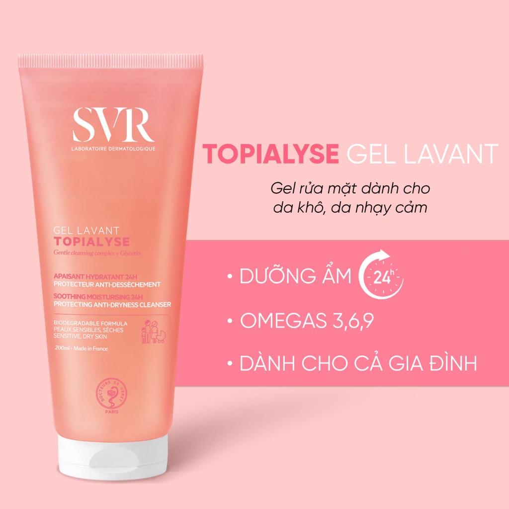 Sữa Rửa Mặt Không Xà Phòng Cho Da Khô, Nhạy Cảm SVR Topialyse Gel