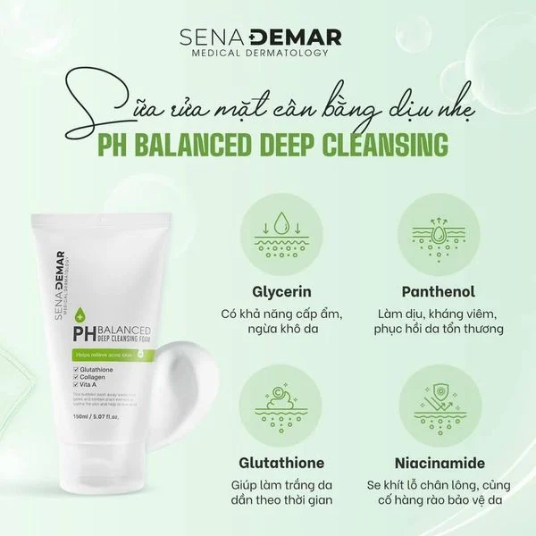 Sữa Rửa Mặt SenaDemar PH Balanced Deep Cleansing Foam 150ml