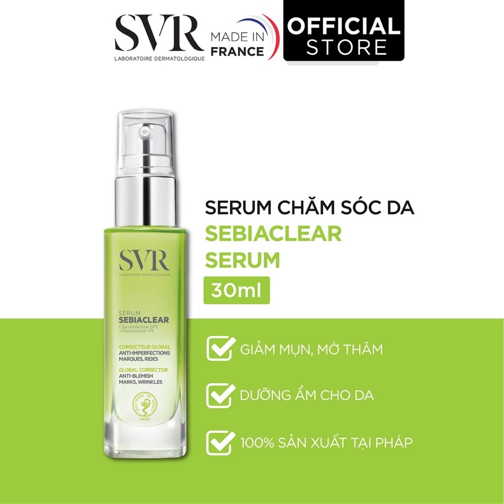 Tinh Chất Hỗ Trợ Giarm Mụn Mờ Thâm Serum SVR Sebiaclear