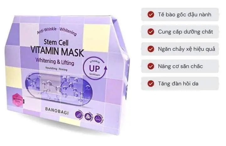 Mặt Nạ Nâng Cơ Dưỡng Trắng Banobagi Stem Cell Vitamin Mask Whitening & Lifting 30g (Tím)