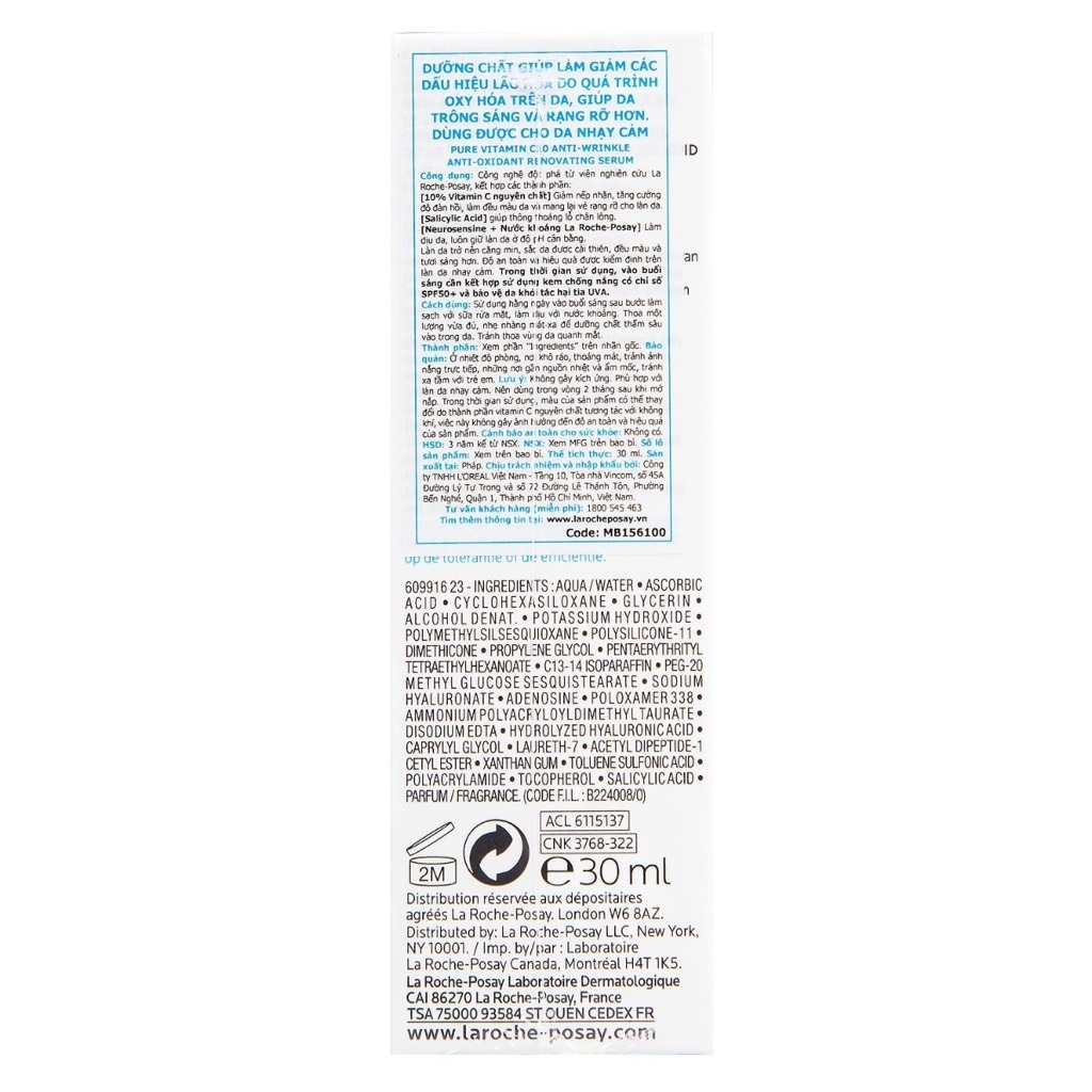 Tinh Chất Serum Làm Sáng ,Giảm Thâm Nám La Roche-Posay Pure Vitamin C10