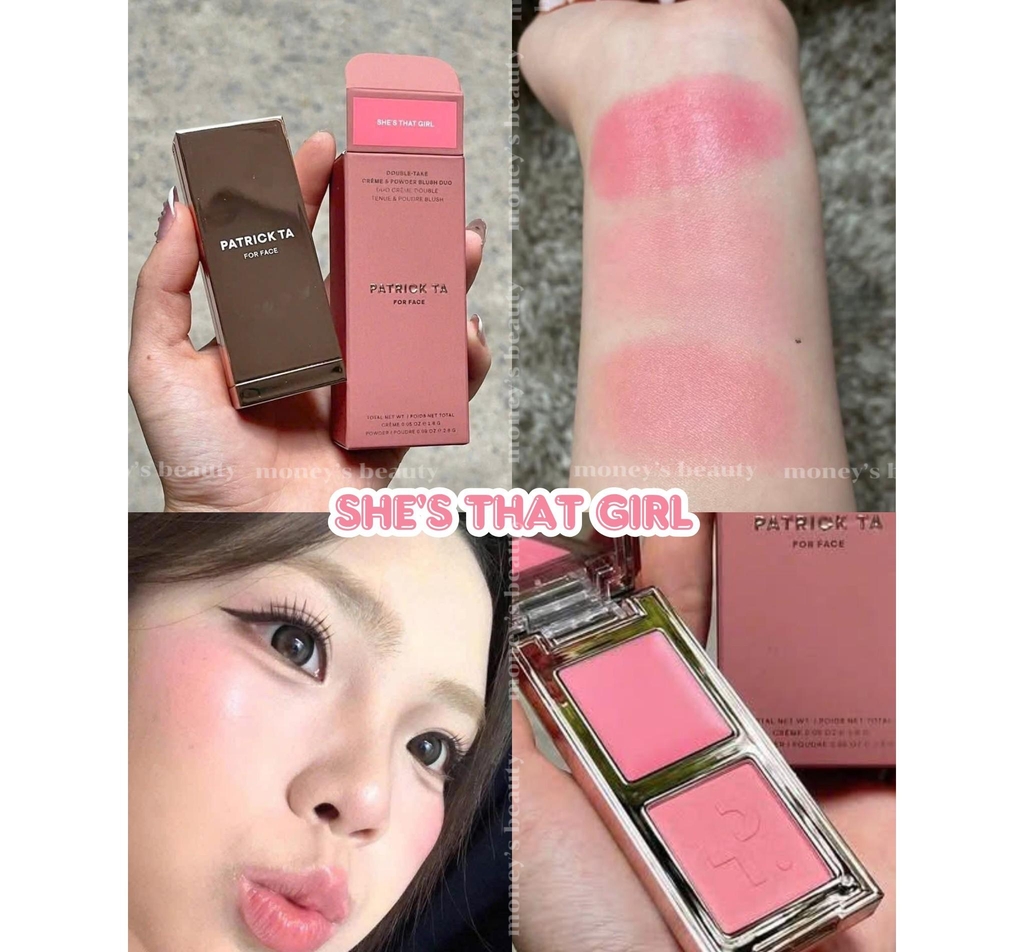 Phấn má hồng Patrick Ta mini Double-Take Cream And Power Blush Duo (Minisize)