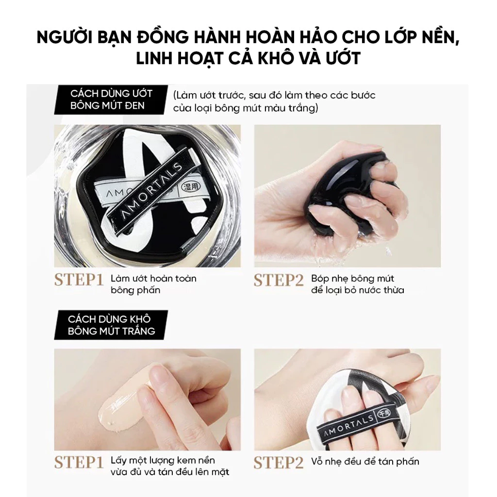 Set Bông Mút Trang Điểm Tán Nền  Amortals Double A