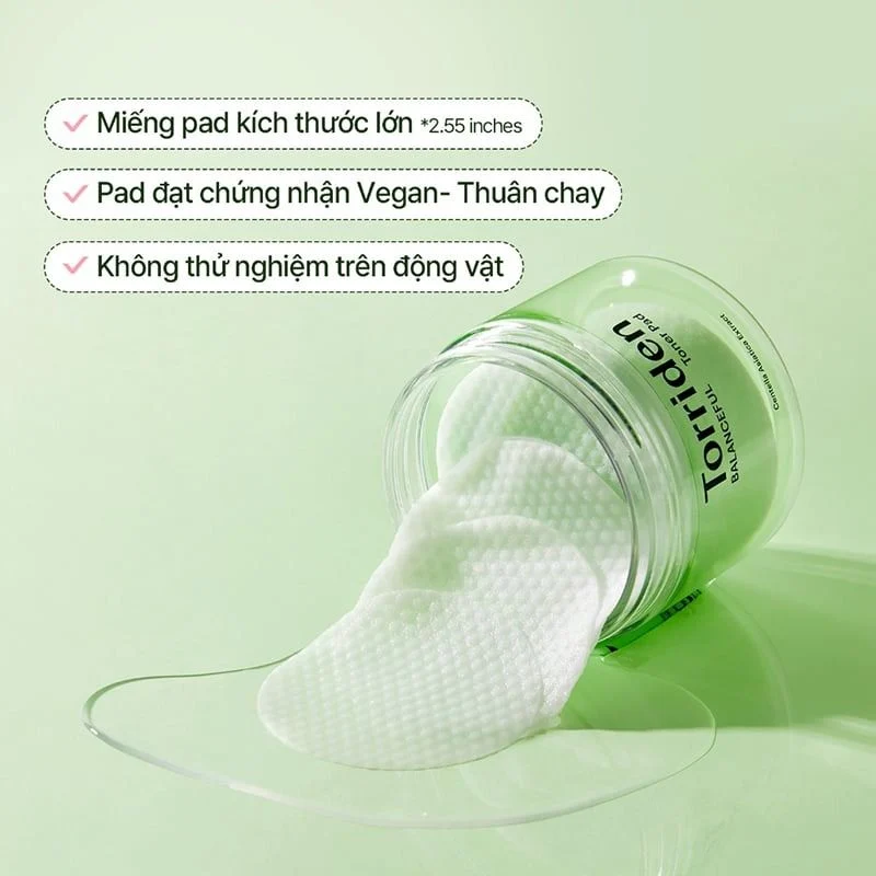 Toner Pad Torriden Làm Dịu Da Mụn, Cân Bằng Da, Cấp Ẩm Balanceful Cica Toner Pad