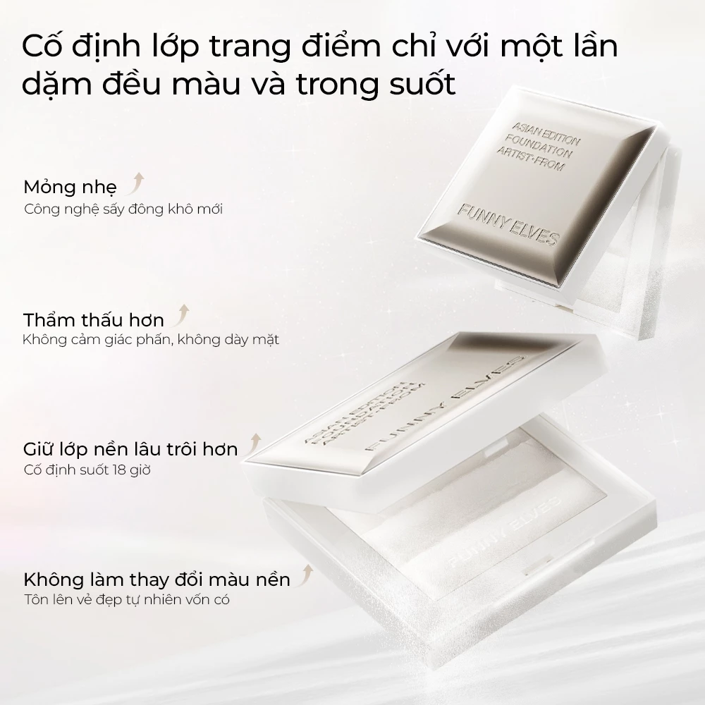 Phấn Phủ Nén Kim Cương Funny Elves Seamless Translucent Powder Kết Cấu Siêu Mỏng Nhẹ Trong Suốt