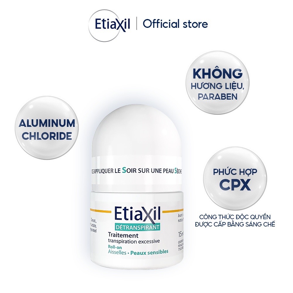 Lăn Nách Khử Mùi EtiaXil Detranspirant Traitement Roll-On Peaux Normales 15ml