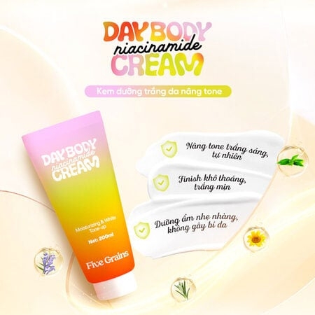 Kem Dưỡng Five Grains Trắng Da Niacinamide, Alpha-Arbutin Nâng Tone Ban Ngày 200ml