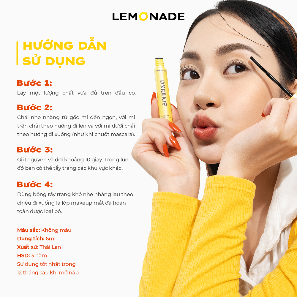 Tẩy Trang Mi LEMONADE sạch dịu không cay mắt Soaring Mascara Remover
