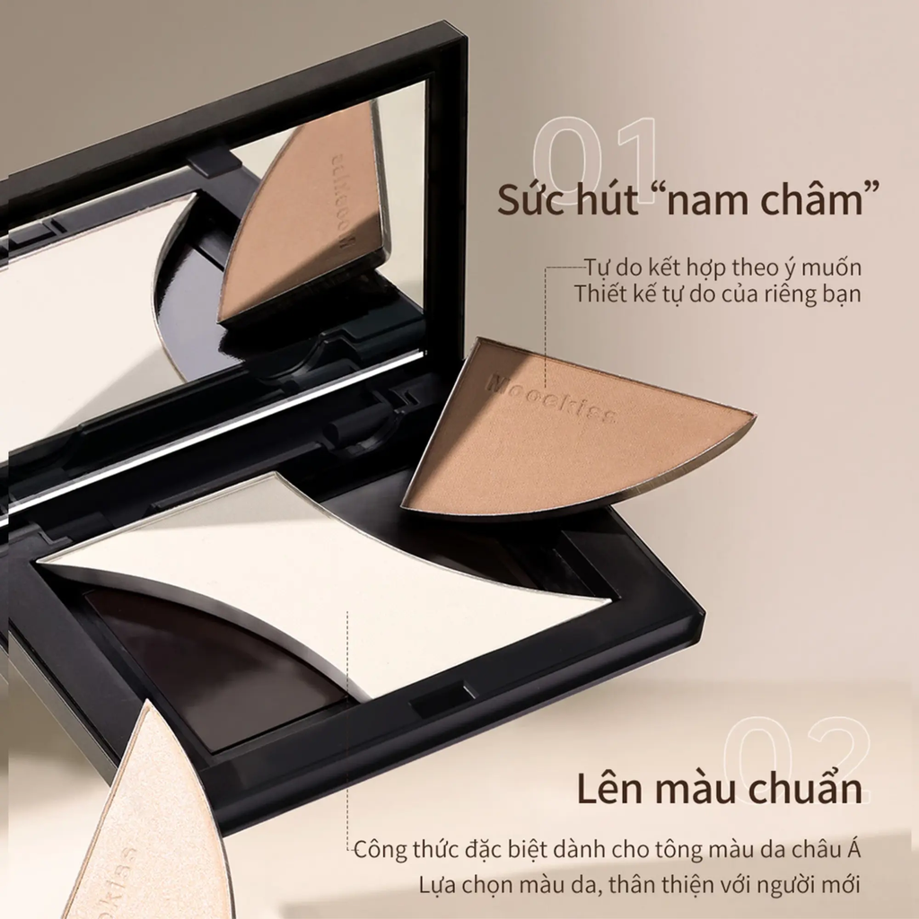 Bảng Khối Mooekiss Phấn Bắt Sáng Bảng Trang điểm Tự Nhiên Lâu Trôi Chống Nước 9g