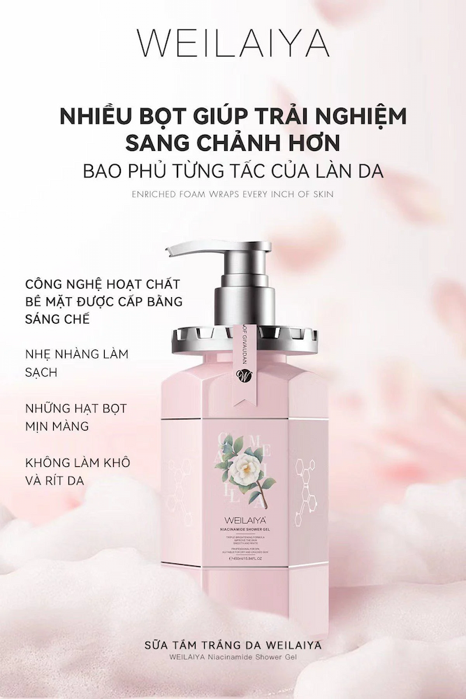 Sữa Tắm Trắng Da Hoa Trà Weilaiya Niacinamide Shower Gel