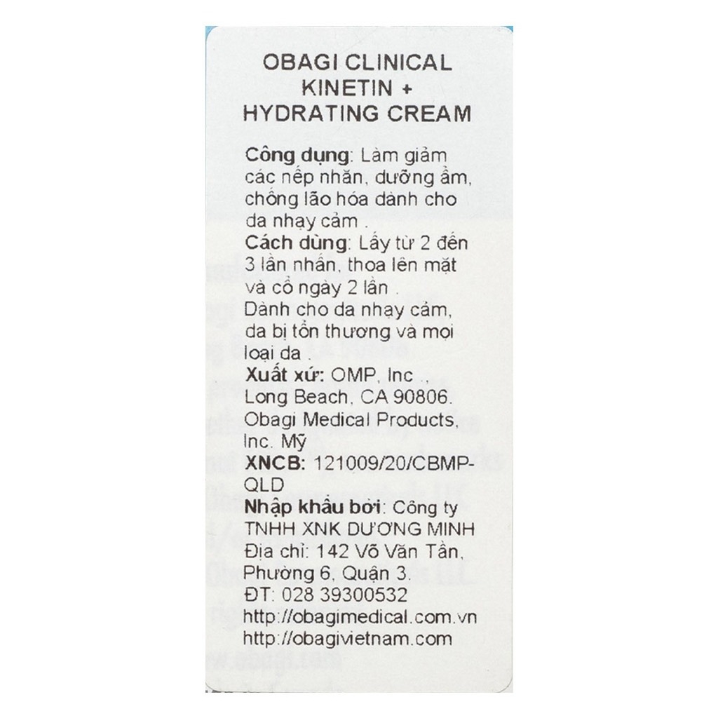 Kem Dưỡng Giúp Dưỡng Ẩm, Làm Dịu Da  Obagi Clinical Kinetin + Hydrating Cream