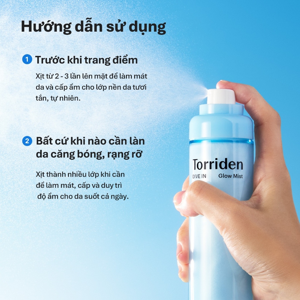 Xịt Dưỡng Torriden Dive In Glow Mist 120ml Căng Bóng Da Xịt Dưỡng Cấp Ẩm