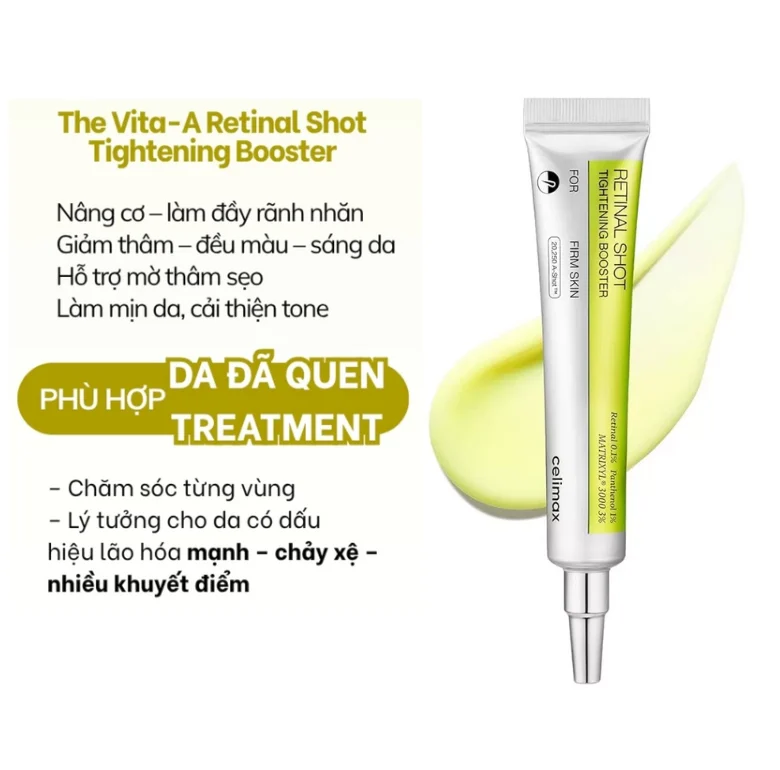 Tinh Chất Dưỡng Celimax Hỗ Trợ Chống Lão Hóa, Thu Nhỏ Lỗ Chân Lông The Vita-A Retinal Shot Tightening Booster 15ml