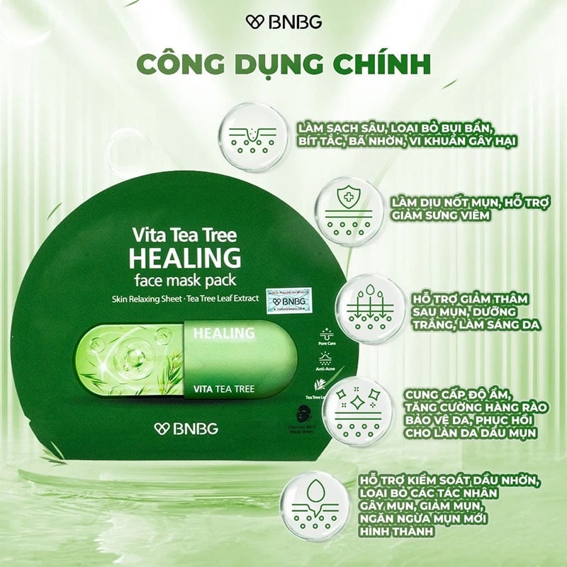 Mặt Nạ BNBG Tràm Trà Tea Tree Hỗ Trợ Làm Dịu Da Giảm Mụn