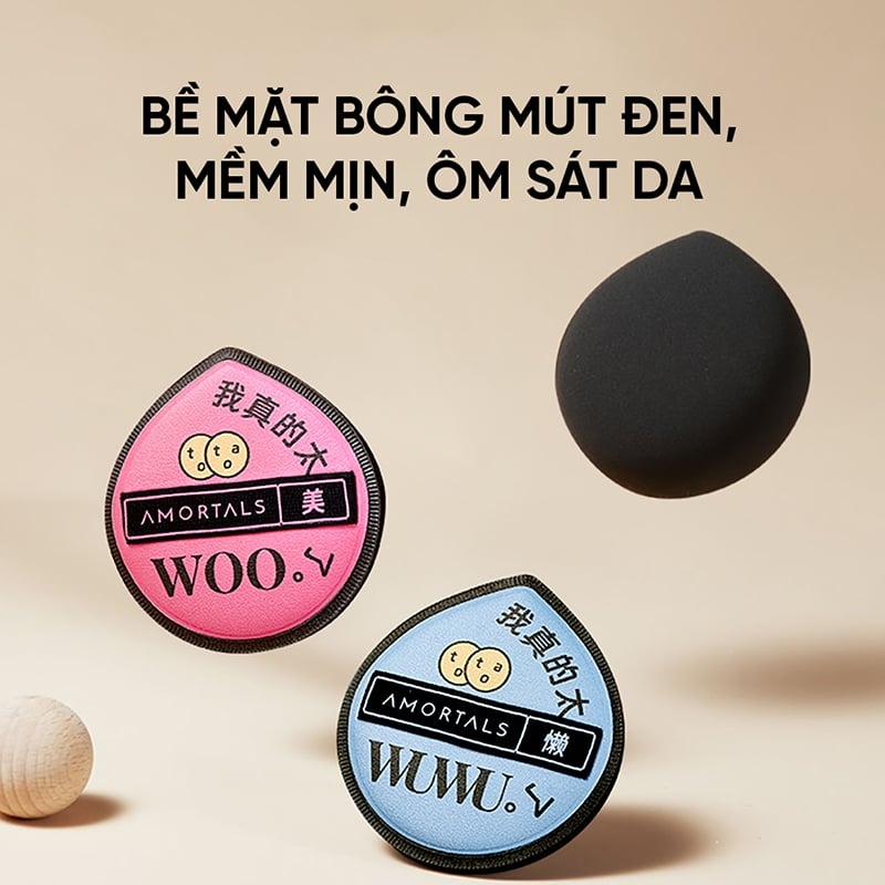 Set Bông Mút Amortals Black Bonus Powder Puff Set