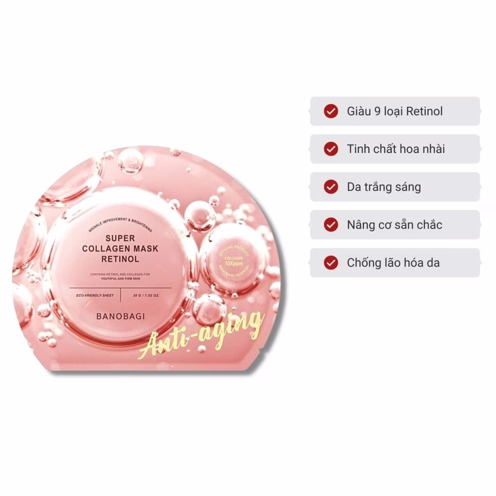 Mặt Nạ Giảm Nếp Nhăn Banobagi Super Collagen Mask Retinol 30g