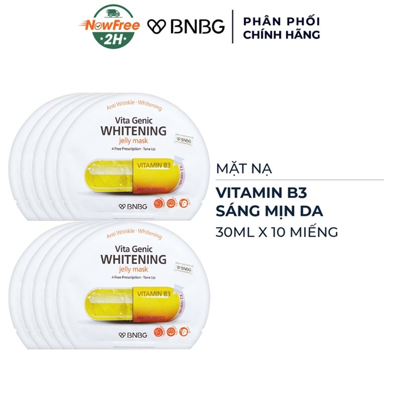 Mặt Nạ Miếng BNBG Dưỡng Ẩm, Hỗ Trợ Dưỡng Trắng, Cải Thiện Làn Da Hàn Quốc (Vitamin A, B, B3, E)