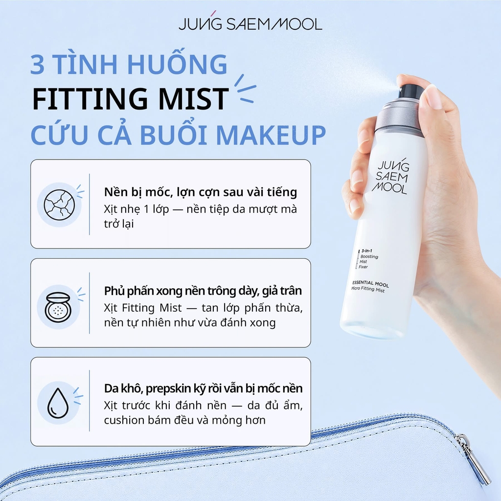 Xịt Khoá Nền Jung Saem Mool 3-in-1 Essential Mool Micro Fitting Mist