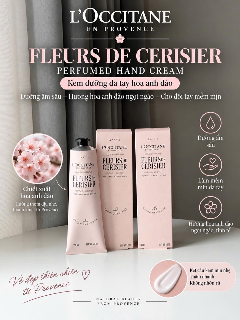 Kem Dưỡng Da Tay Hương Hoa Anh Đào L'Occitane Cherry Blossom Hand Cream