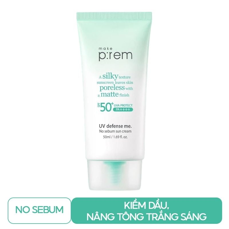 Kem Chống Nắng Nâng Tone, Kiềm Dầu, Dưỡng Ẩm Make P:rem UV Defense Me Sun Cream SPF50+/PA++++ 50ml