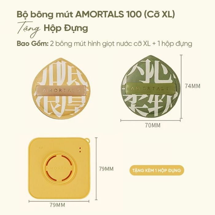 Bộ Bông Mút Tán Kem Nền Dạng Lỏng Amortals Bonus Points Powder Puff Set