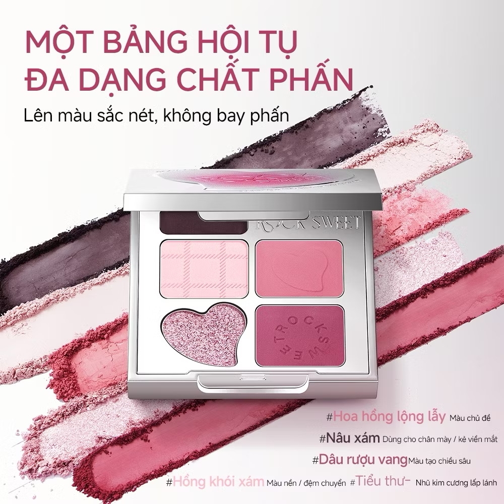 Bảng Phấn Mắt Rock Sweet Bảng Mắt 5 Ô Đa Năng