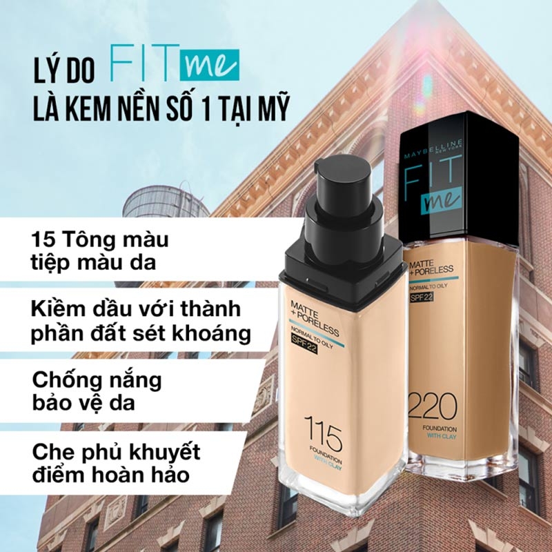 Kem Nền Maybelline Fit Me Matte & Poreless Foundation