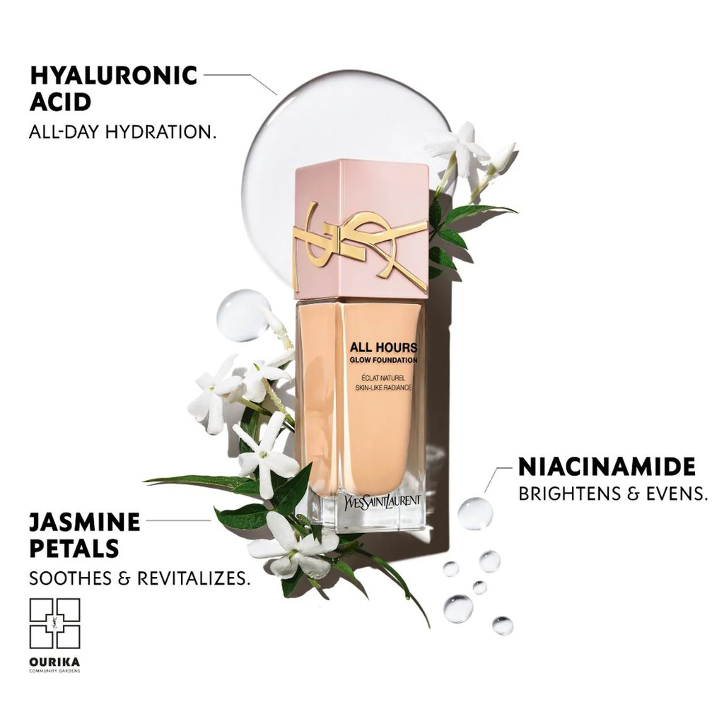 Kem Nền YSL All Hours Glow Foundation Éclat Naturel Skin-Like Radiance Nắp Hồng
