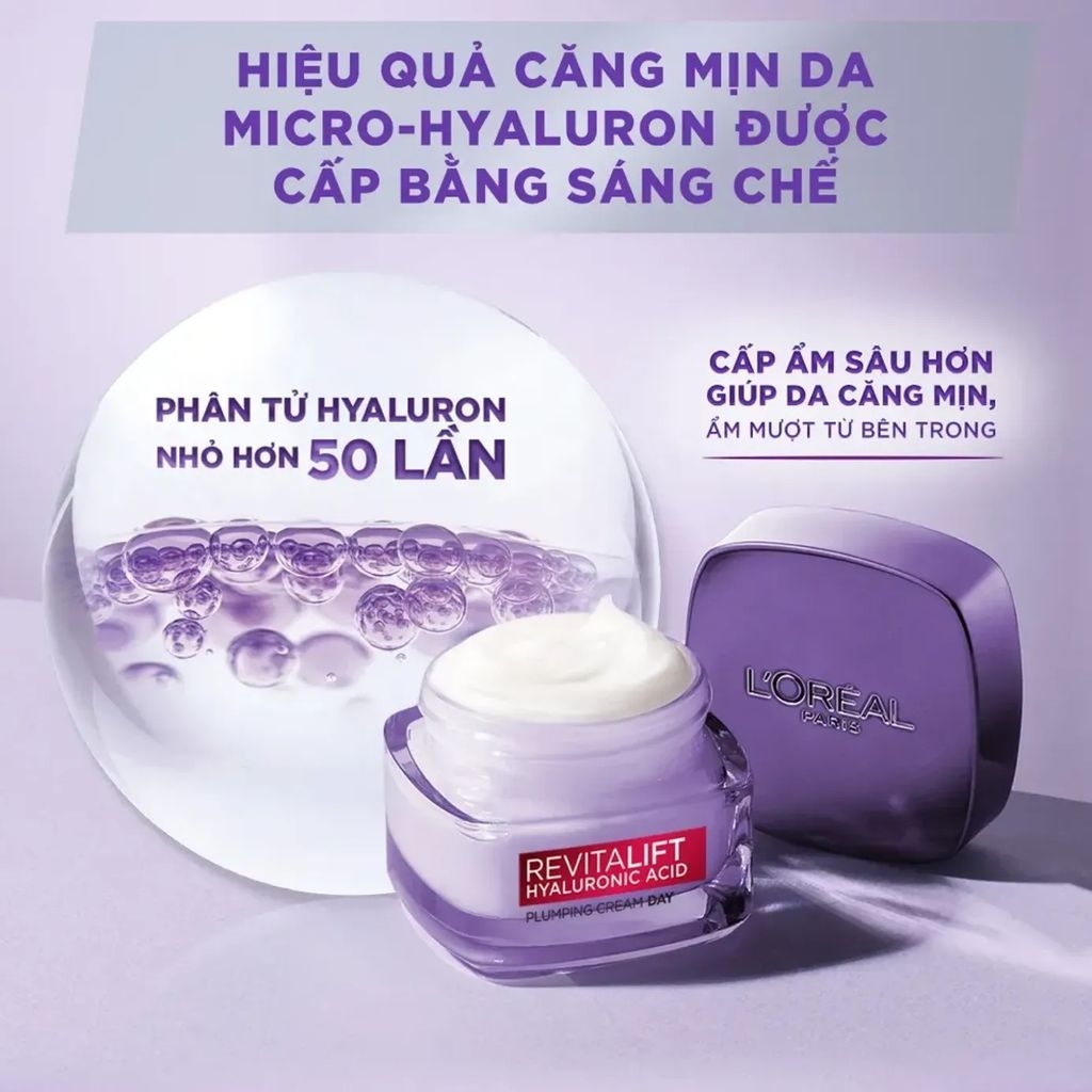 Kem Dưỡng Siêu Cấp Ẩm Căng Mượt Da Và Giảm Nếp Nhăn L'Oreal Paris Revitalift Hyaluronic Acid