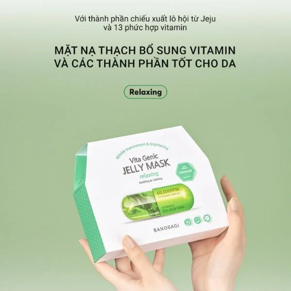 Mặt Nạ Banobagi Thư Giãn, Làm Dịu & Phục Hồi Da 30g Premium Vita Genic Jelly Mask - Relaxing  (Xanh Lá)