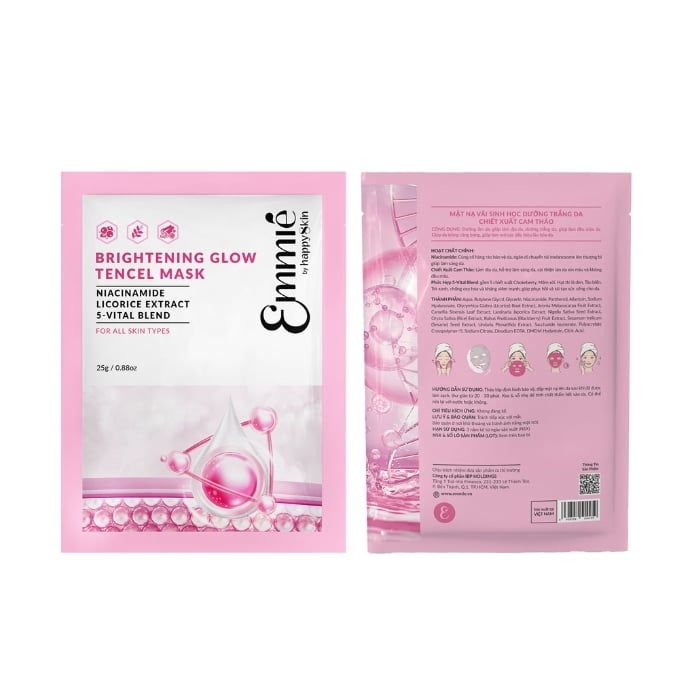 Mặt Nạ Vải Sinh Học Dưỡng Trắng Da Chiết Xuất Cam Thảo Emmie Brightening Glow Tencel Mask