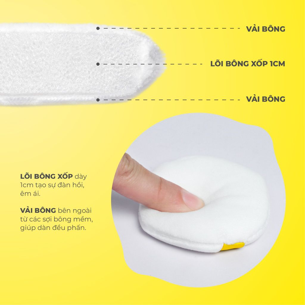 Bông Mút Trang Điểm Tán Bộ 2 bông phấn phủ Lemonade Loose Powder Puff Set 2 pcs