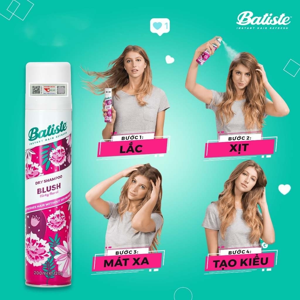 Dầu Gội Khô Batiste Dry Shampoo Blush  – 200ml