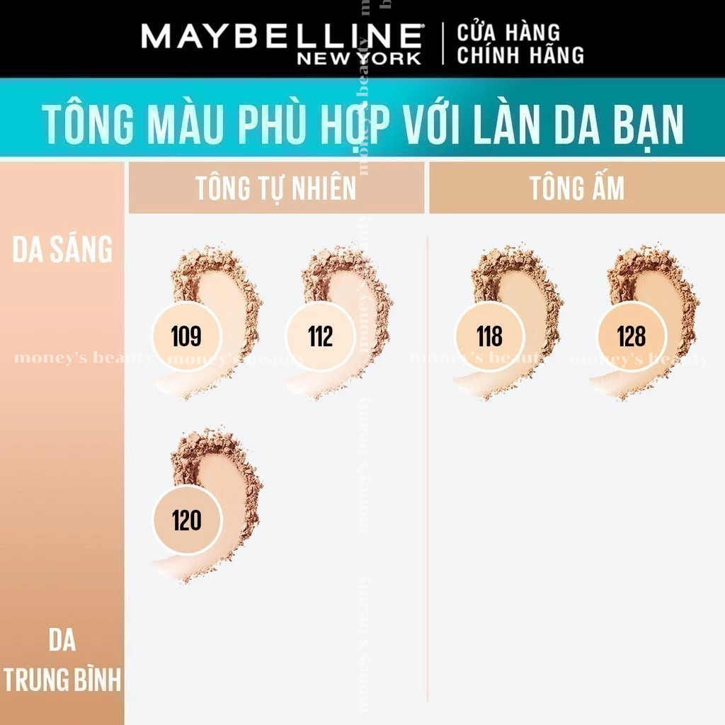 Phấn Phủ Kiềm Dầu Mịn Lì 16H, Che Phủ, Chống Nắng SPF32 PA+++ Maybelline New York Fit Me