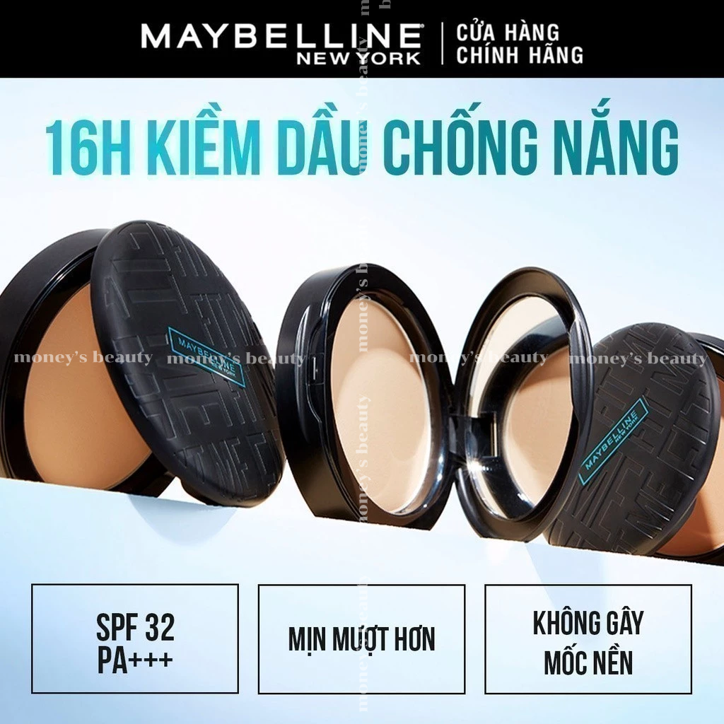 Phấn Phủ Kiềm Dầu Mịn Lì 16H, Che Phủ, Chống Nắng SPF32 PA+++ Maybelline New York Fit Me