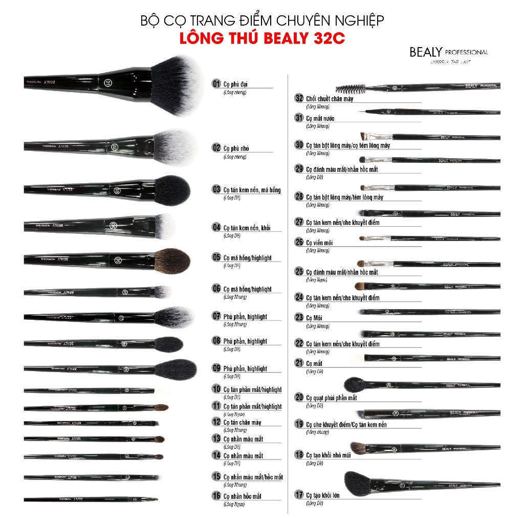 Bộ Cọ Trang Điểm Makeup Chuyên Nghiệp Bealy
